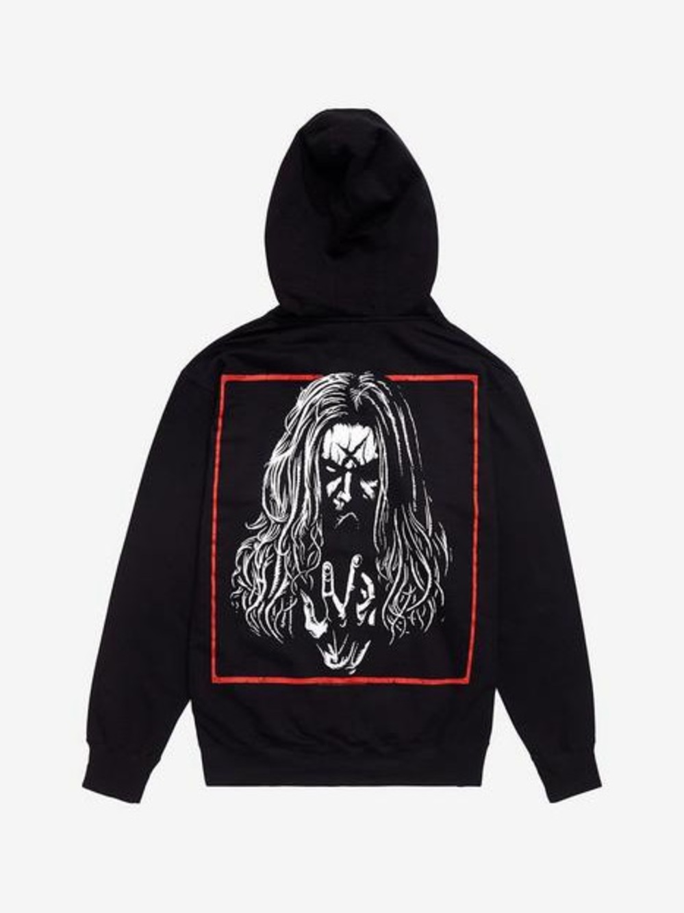 Rob Zombie Licensed Evil Portrait Black Graphic Full Zip Hoodie with Red Frame